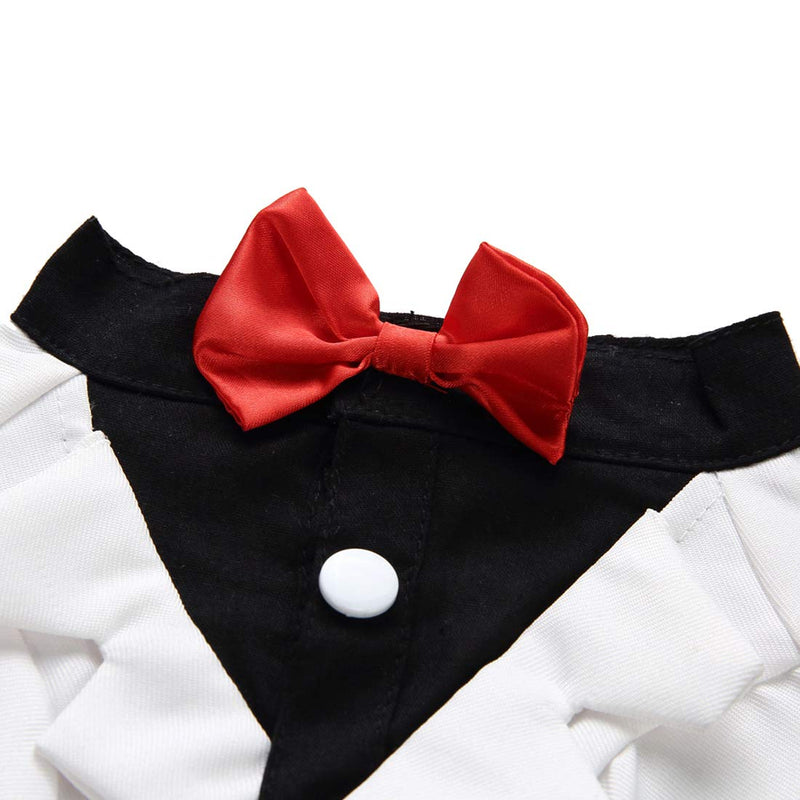 [Australia] - GabeFish Pets White Wedding Jackets Suit for Dogs with White Bow Tie Puppy Cat Formal Clothes Shirt Tuxedo White Small S (Chest 37cm/14.5") 