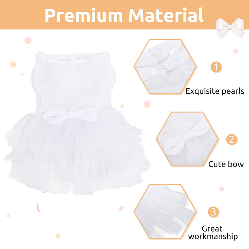 LETSQK Dog Wedding Dress, Elegant Princess Lace Hollow Dress, Adorable Silky Tutu Dog Dresses with Bowtie, Cute Doggy Pet Skirt for Small Medium Dogs Cats - PawsPlanet Australia