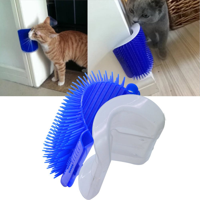 Dr.NONO Self Groomer with Catnip Pouch,Cat Self Groomer Wall Corner Massage Groomer Cat Self Grooming Brush 2 Pack Blue - PawsPlanet Australia