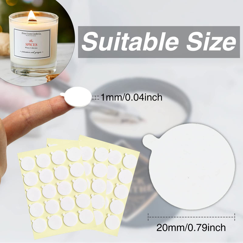 OWLKELA Pack of 280 wick stickers, candle wick stickers Φ 2 cm, stick firmly in hot wax, heat-resistant double-sided stickers with the small tail, 280 pieces - PawsPlanet Australia