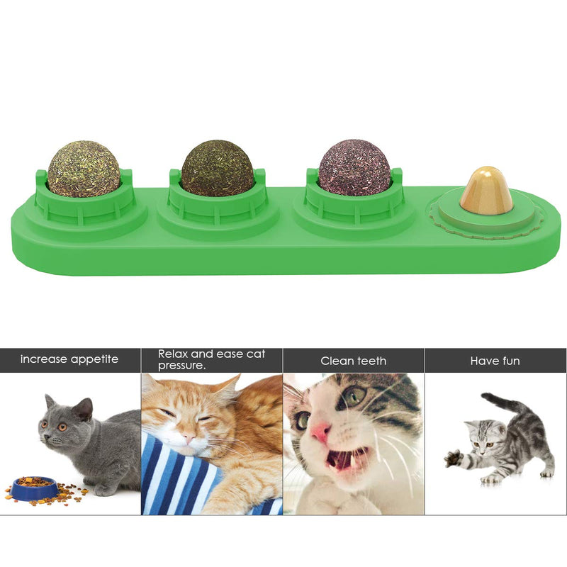 NCONCO Catnip Balls, Cats Lick Toy 100% Natural Catnip Edible Balls Licking Treats Toy for Cats Kitten Green - PawsPlanet Australia