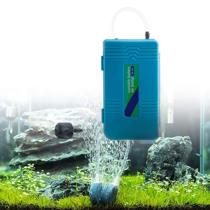 [Australia] - Odowalker Battery Oxygen Pump Aquarium, Portable Air Pump Aquarium Standby Oxygen Pump SB960 with Extra 6.6 Feet Length Tubing and 2 Air Stones 