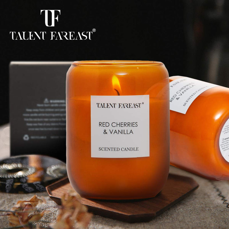 TALENT FAREAST Relaxing Candle Red Cherry & Vanilla Scented for Home 8.8 OZ Aromatherapy Candles 35 Hour Long Lasting Natural Soy Wax Premium Fragrance Luxury Gift Glass Candle Red Cherry+Vanilla 8.8oz / box - PawsPlanet Australia