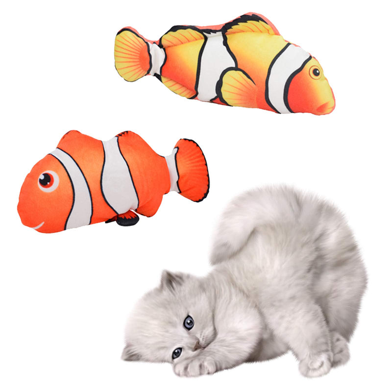 Eurobuy Moving Fish Cat Toys Electric Wagging Fish Cat Toy USB Flopping Fish Cat Toy Interactive Stuffed Simulation Plush Fish Shape Clownfish Toy for Cat Exercise, Biting, Chewing and Kicking Orange-Red - PawsPlanet Australia