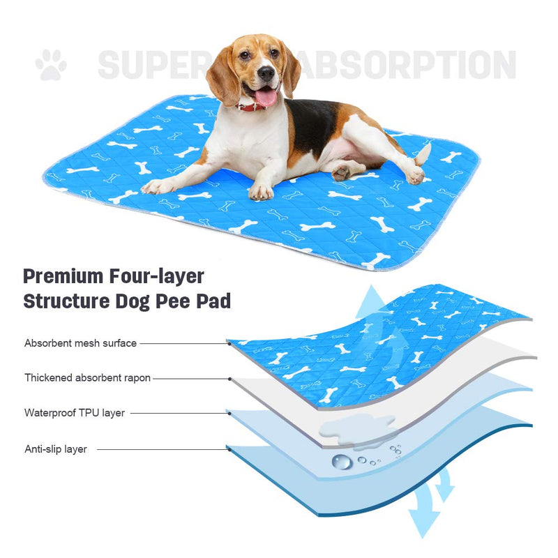 Vanansa Washable Puppy Training Pads 60 * 75cm - 2pcs Large Puppy Pads, Reusable Pee Pads with Anti-Slip Travel or Whelping for Small and Large Dogs, Blue 60*75cm-2pcs - PawsPlanet Australia