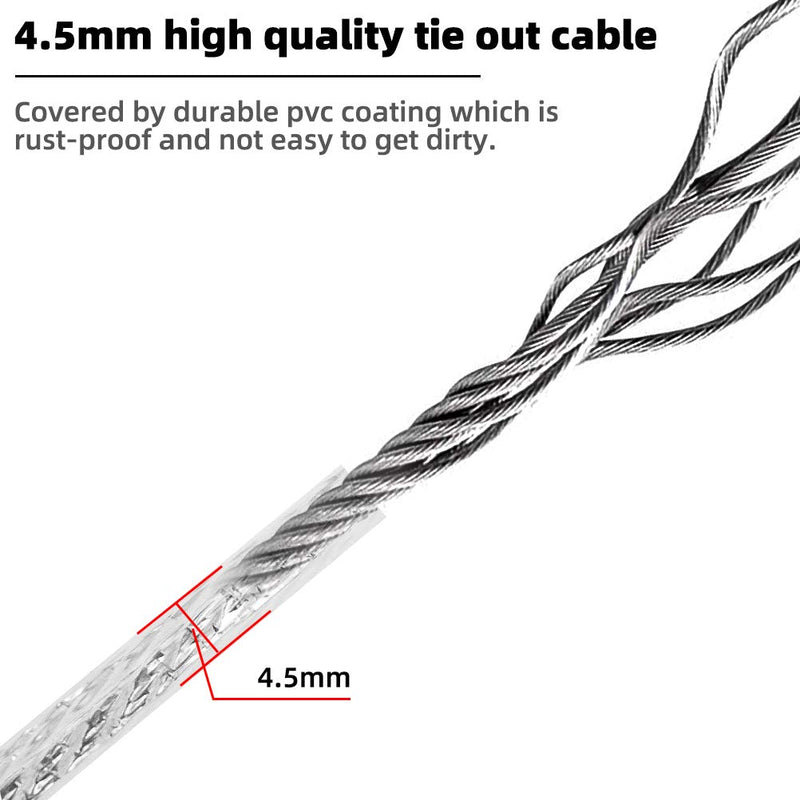 EXPAWLORER Dog Tie Out Cable for Dogs - 20 Feet Dog Lead for Yard, Dog Run Cable, Heavy Duty Up to 125lbs Dog Leash, Dog Chains Outside for Medium Large Dog - PawsPlanet Australia