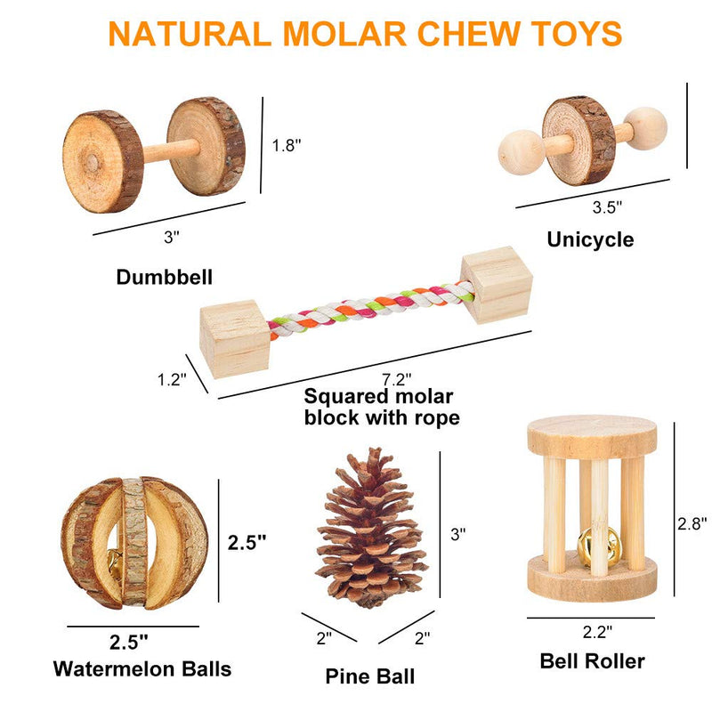 Hamster Chew Toys, Gerbil Rat Guinea Pig Chinchilla Chew Toys Accessories, Natural Wooden Dumbbells Exercise Bell Roller Teeth Care Molar Toy for Rabbits Bird Bunny - PawsPlanet Australia
