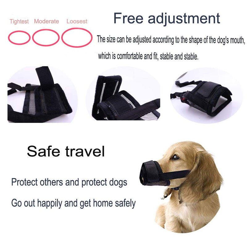 Maotrade Dog Muzzle Extra Small to Prevent Biting Barking Chewing and Eating Breathable and Soft Muzzle Durable Mesh Nylon with Adjustable Collar Device and Cushion (Black) S Black - PawsPlanet Australia