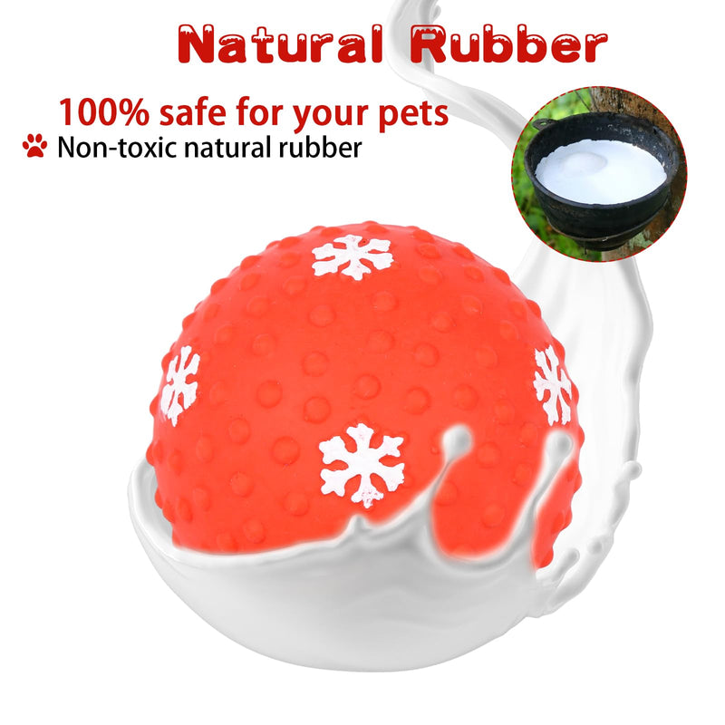 Pack of 2 Christmas Squeaky Latex Dog Toy Ball Christmas Rubber Squeaky Dog Chew Toy Interactive Squeaky Element for Pets, Throwing Toy for Small Medium Puppies - PawsPlanet Australia