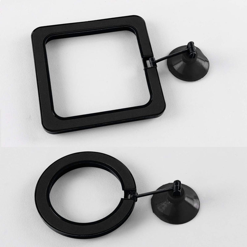 SLSON Fish Feeding Ring Aquarium Fish Floating Food Feeder Circle Square and Round with Suction Cup,Set of 2 Black - PawsPlanet Australia