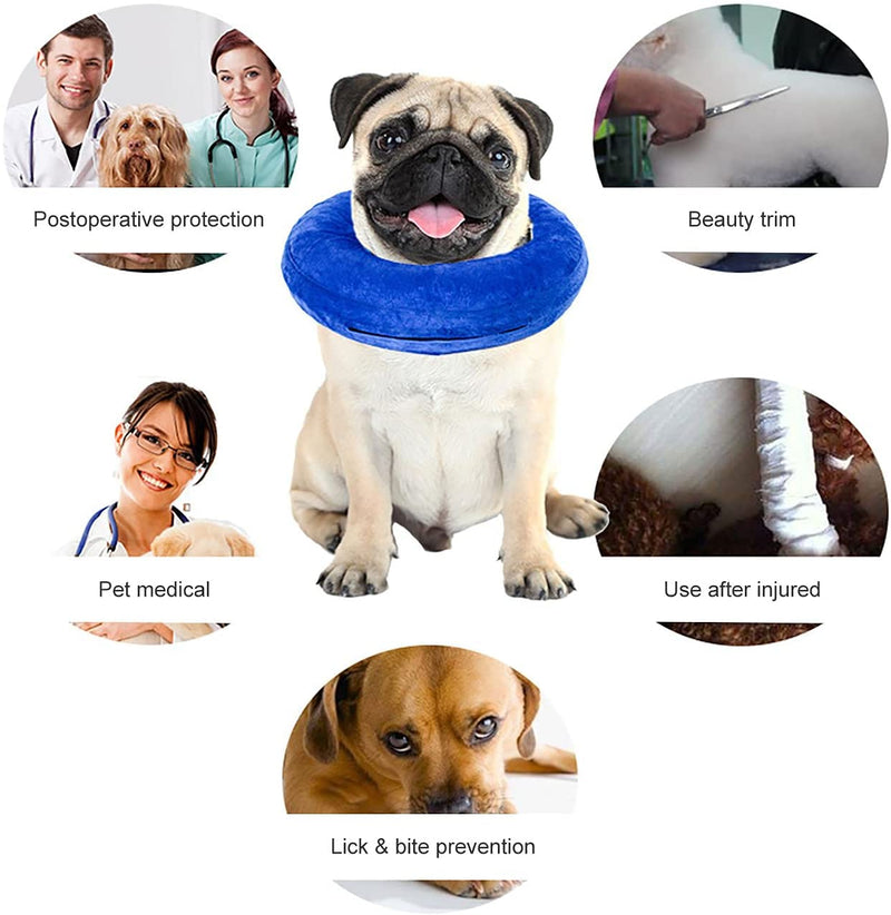 Voarge Pet Inflatable Collar for Dogs, Pet Protective Neck Collar For Cats And Dogs, Pet Collar Cone For Recovery After Injuries, Prevent Dogs from Biting & Scratching, Adjustable Buckle, Blue M (M) M (Pack of 1) - PawsPlanet Australia