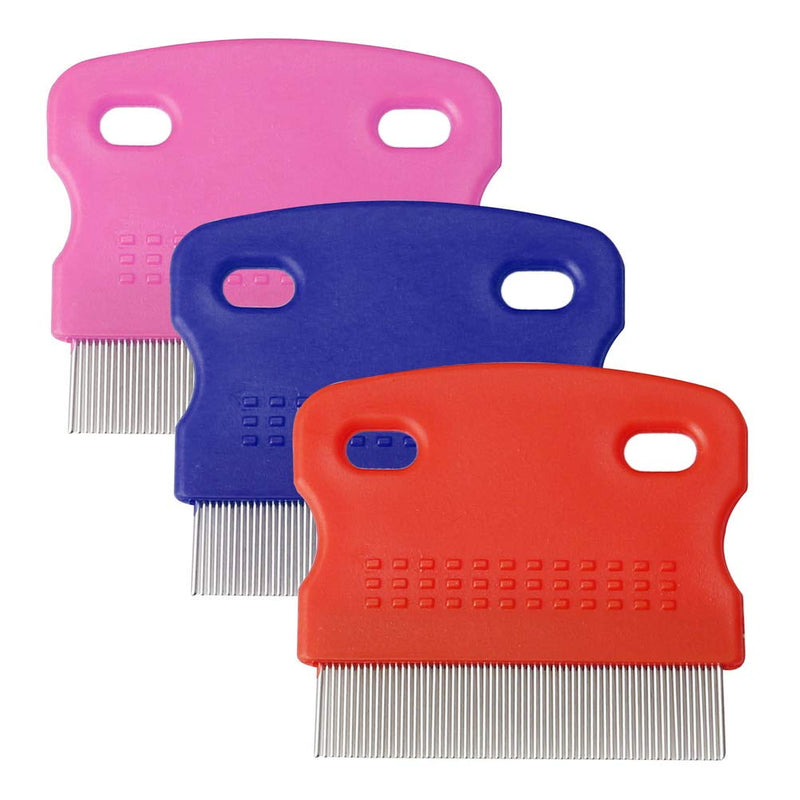 Pack of 3 Flea Comb Animals, Dog Comb Stainless Steel Stain Remover Comb Dog Comb with Handle Grooming Comb for Dogs and Cats - PawsPlanet Australia