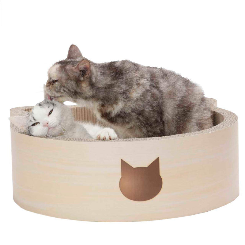 Necoichi Cat-headed Scratcher Bed Large, Birch, 1.55 kg - PawsPlanet Australia