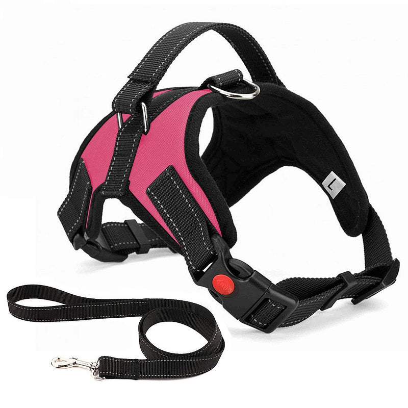 Musonic Breathable Adjustable Dog Harness with Leash for Small and Medium Dogs, Ideal for Training and Walking. (L, pink) L - PawsPlanet Australia