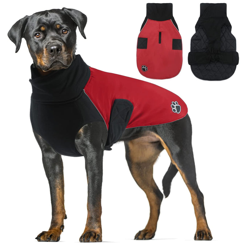 ALAGIRLS Reflective Dog Jacket, Winter Puppy Warm Jacket, Windproof Dog Coat with Belly Protection, Dog Vest for Small Medium Dogs Red XL XL (Chest Circumference: 65-78cm) - PawsPlanet Australia