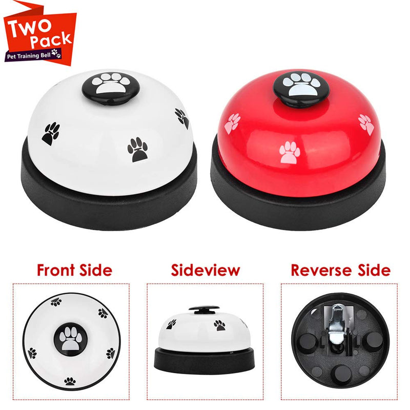 SlowTon Pet Doorbells, 2 Pack Metal Bell Dog Training w/Non Skid Rubber Bottoms Puppy Door Bell for Potty Training Communication Device Clear Ring for Small Doggie Cats (White+Red) White+Red - PawsPlanet Australia