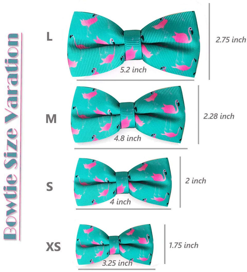 [Australia] - azuza Bowtie Dog Collar, Soft Adjustable Dog Collar with Bowtie, Fun Patterns & Bright Color for Small Medium and Large Dogs L (Neck:18'' - 26'') Flamingo 