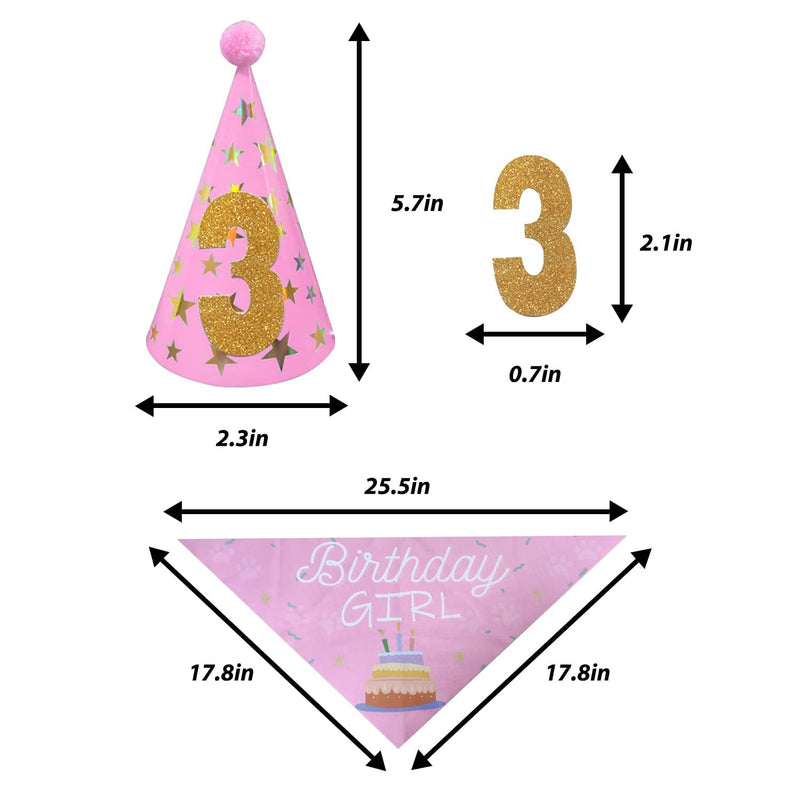 COOLBEY Dog Birthday Bandana Scarf and Birthday Party Hats for Small and Medium-Sized Dogs and Cats Pets, Happy Birthday Balloons Blue or Pink Pets Princess（Pink） - PawsPlanet Australia