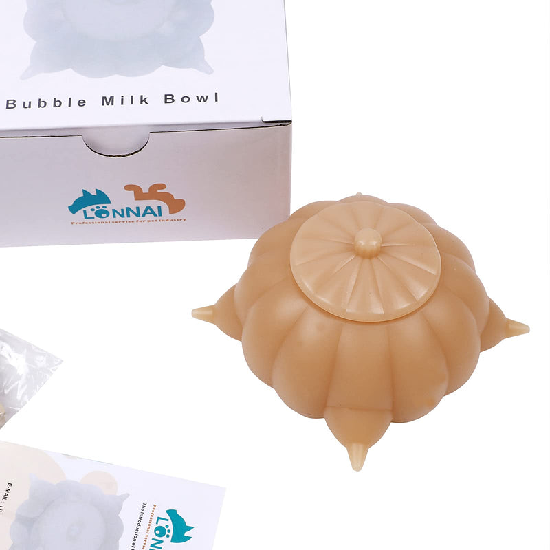 Silicone Puppy Nipple Feeder Bubble Milk Bowl Pet Bionic Self Feeding Device（Brown） Brown - PawsPlanet Australia