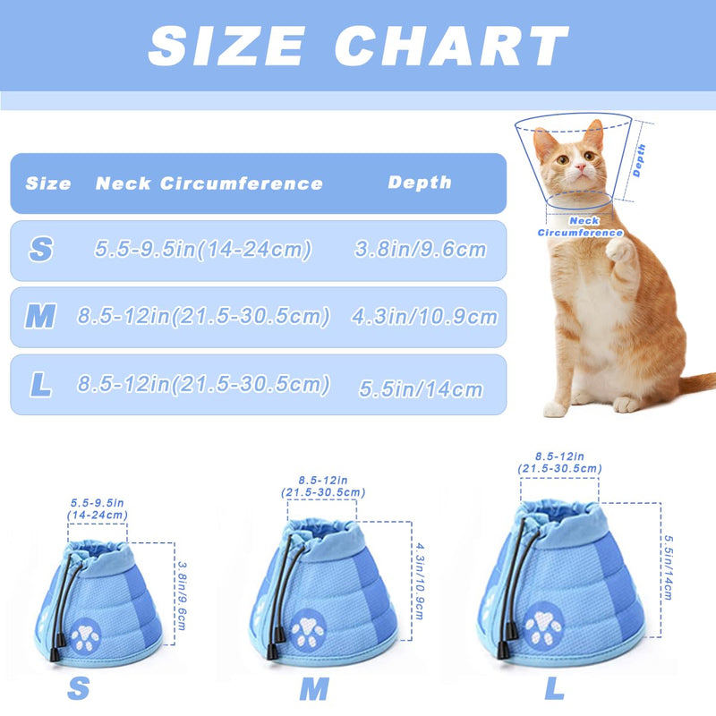 Cat Neck Brace, Adjustable Neck Brace, Soft Cat Cone Collar with Anti-Leak Function, After Surgery and Injuries for Puppies, Small Dogs and Cats (Blue-M) M - PawsPlanet Australia