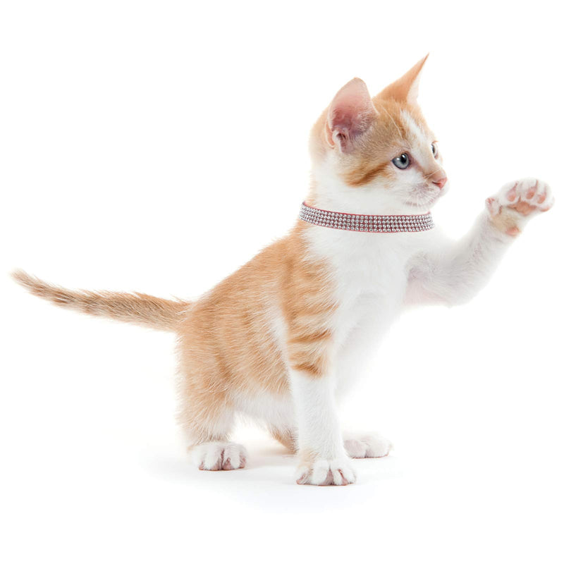 2 Pieces Rhinestones Cat Collars with Bell Adjustable Breakaway Pet Cats Kittens Collar, 2 Colors Color 1 - PawsPlanet Australia