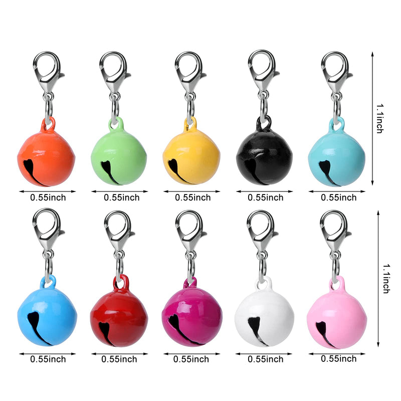 10 Pcs Cat Dog Collar Bells, Jingle Bell for Cat Collar, Dog Collar Charms, Colourful Pet Small Bells with Clasps, Pet Collar Accessories, Festival Party DIY Crafts Decoration, 10 - PawsPlanet Australia