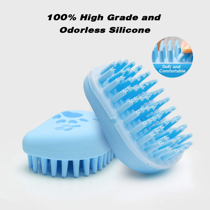 MOMSIV Dog Grooming Brush, Pet Puppy Silicone Massage Bath Brush, Soothing Shampoo Rubber Washing Brush Comb for Dogs and Cats with Short or Long Hair, Blue - PawsPlanet Australia