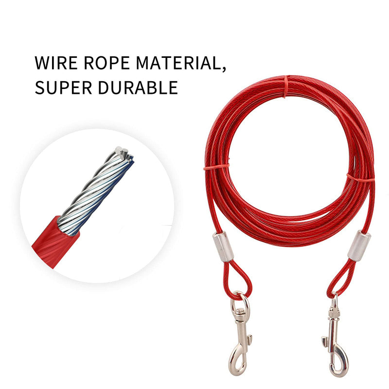 LaXon Pet Tie Out Cable for Dogs，9.8 FT Up to 100 LB Rust-Proof Dog Runner Tie Out Cable for Dogs, Use for Yard, Camping, Outdoor and Park, Red - PawsPlanet Australia