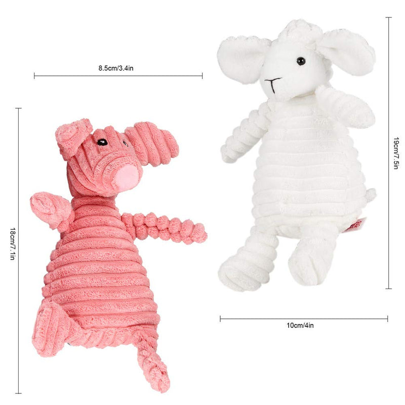 Nollary Stuffed Dog Plush Squeaky Toys Set White Sheep and Pink Pig, Cute Animal Design Plush Toys With Squeaker for Girl Dogs, Puppies - PawsPlanet Australia