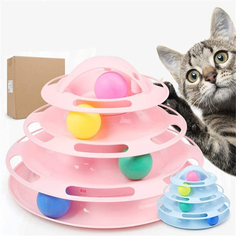 123 Life Cat Toys for Indoor Cats,Interactive Cat Toys,Tower of Tracks Cat Toy,Kitten toys,Cat Treat Ball,Level Tower of Tracks Ball Cat Toy,Cat Toys for Kittens,Detachable Sturdy Anti-Skid (Pink) Pink - PawsPlanet Australia