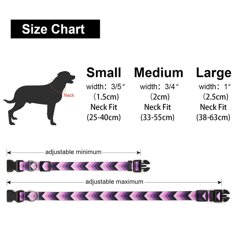 Suredoo Adjustable Nylon Dog Collar with Patterns, Soft Comfy Pet Collar for Small Medium Large Dogs (S, Arrow) S (Neck 25-40cm, Width 1.5cm) - PawsPlanet Australia