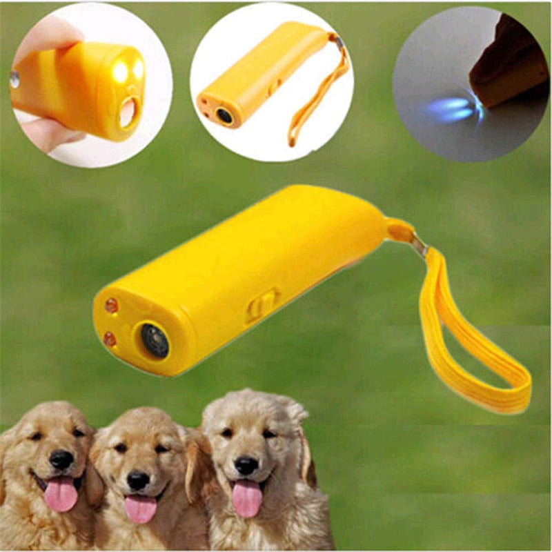 AILOVA Pet Training Device,3 in 1Handheld Ultrasonic Dog Training Repeller w/LED Flashlight Anti-barking Stop Bark Deterrents Dogs (Yellow) - PawsPlanet Australia