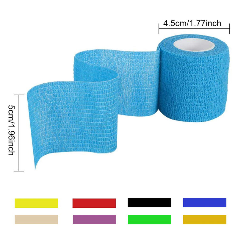 FHYT 8 Rolls Self Adhesive Cohesive Bandages Pet Vet Wrap Non-woven Elastic Sports Cohesive Support Bandage Water Repellent Breathable for Wrist Ankle Sprains Swelling 8 Colour - 5cm x 4.5m - PawsPlanet Australia