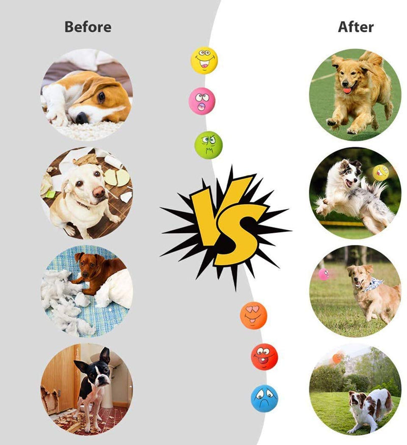 LLSPET Latex Dog Chewing Squeaky Ball Toys Face Fetch Play Toy for Puppy Small Medium Pets Dog cat 6PCS - PawsPlanet Australia