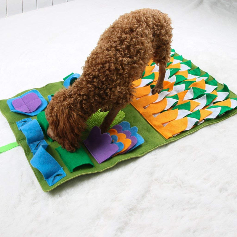 IFOYO Dog Feeding Mat, Dog Snuffle Mat Large Dog Training Pad Pet Nose Work Blanket Non Slip Pet Activity Mat for Foraging Skill, Stress Release, (L, 17.7x29.5in / 45x75cm), Ideal for Dogs - PawsPlanet Australia