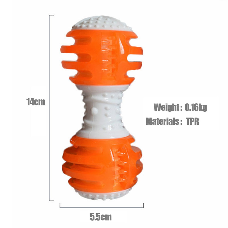 PETCUTE Dog Chew Toy dog teething toys dumbell-shaped with Sound Bite Resistant Toy for Teeth Clean and Gums Massage Orange - PawsPlanet Australia