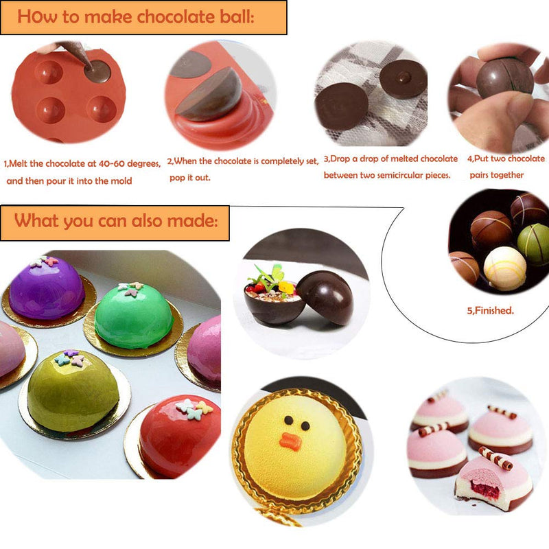 Semicircle Silicone Mold,Shxmlf Half Sphere Chocolate, Candy and Gummy Mold Teacake Bakeware Set for Cake Decoration Mousse Dome Jelly Ice Cream Bombe Cupcake Baking Mold, Assorted Size,Set of 4 4PACK - PawsPlanet Australia
