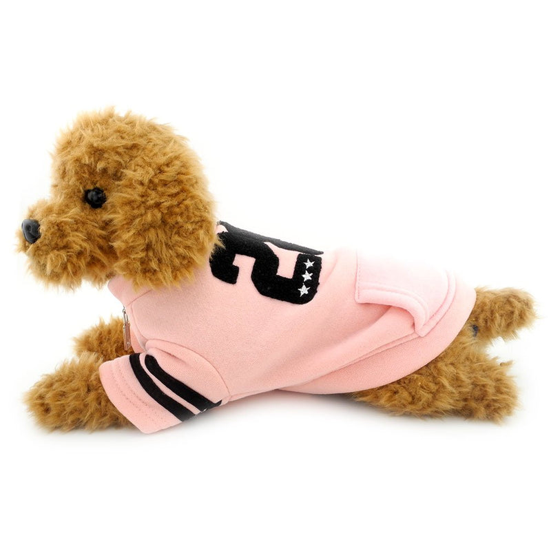 [Australia] - SMALLLEE_Lucky_Store Coat Fleece Lined Sweatshirt Jacket Print Puppy Pet Clothing Han Version Pink Medium 