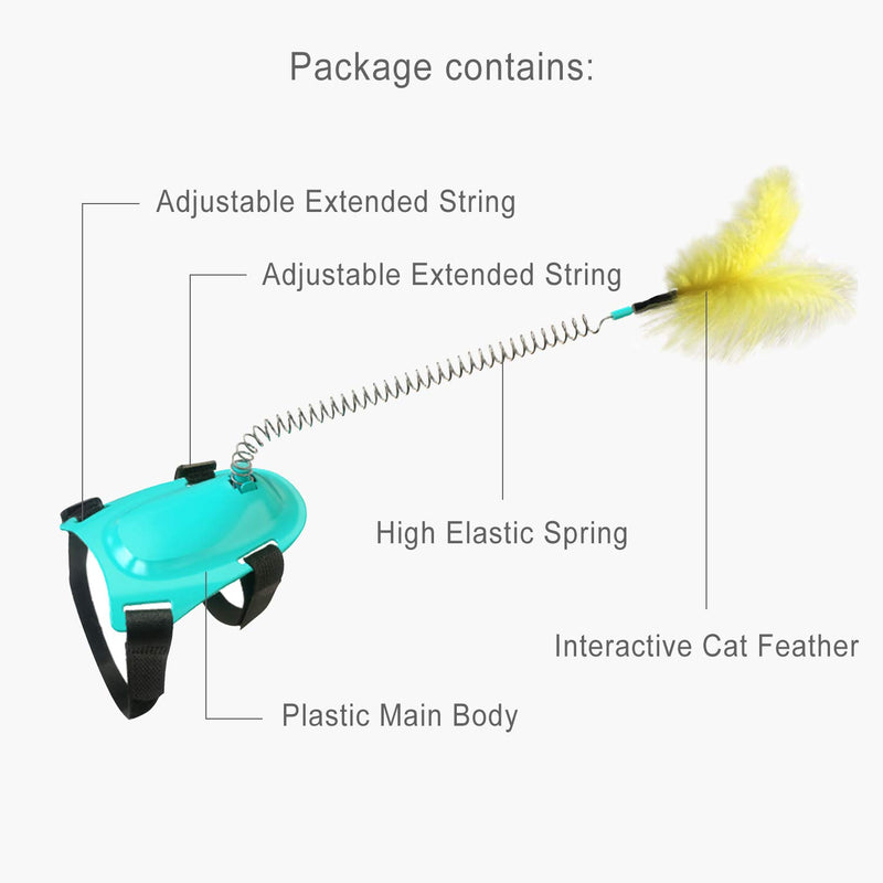 Cat Toys Cat Teaser Feather Wand, Kitten Toys Wand Feather Teaser Installed on Shoes, Free Hands Leisurely Interactive Cat Toy Adjustable Pet Toy for Cat Kitten Having Fun Exercise Playing (Green) Green - PawsPlanet Australia