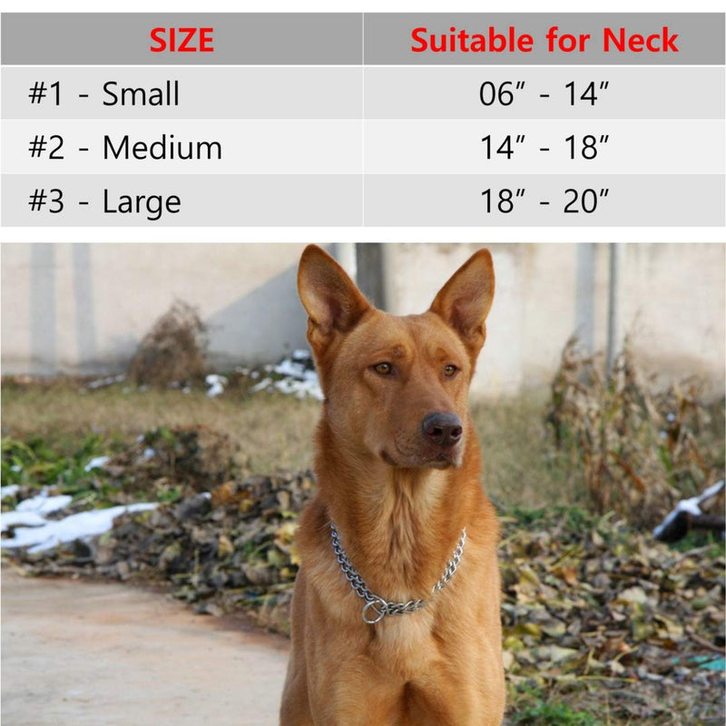 [Australia] - DEYACE Chain Training Collar, Double Row Heavy Duty Choke Collar, Chrome Stainless Steel Metal Adjustable Dog Pinch Collar, 3 Size for Small Medium Large Dogs L 20'' 