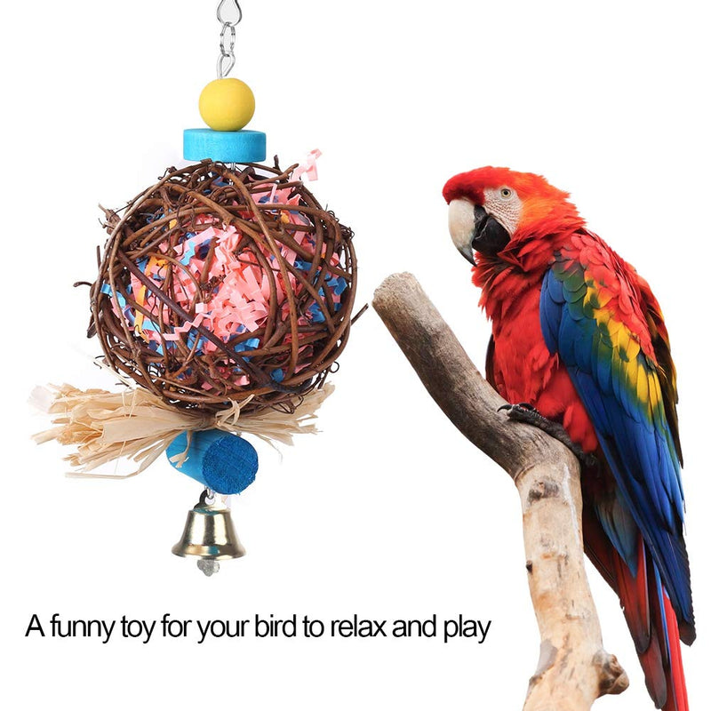 Zerodis Hand-made Wooden Colorful Parrot Chewing Toys Birds Standing Swing Perch Toy Cockatiel Parrots Hanging Cage Interactive Standing Rack - PawsPlanet Australia