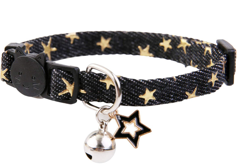 [Australia] - BoomBone Star Cat Collar with Bell,2 Pack Puppy Collars Breakaway with Star Charms 