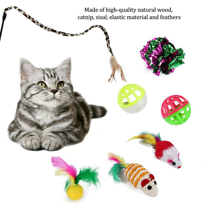 21PCS Cat Toys Set, Kitten Mouse Toys Cat Tunnel Wood Sticks Feather Wand Catnip Balls Interactive Kitten Toys for Cat, Puppy, Kitty - PawsPlanet Australia