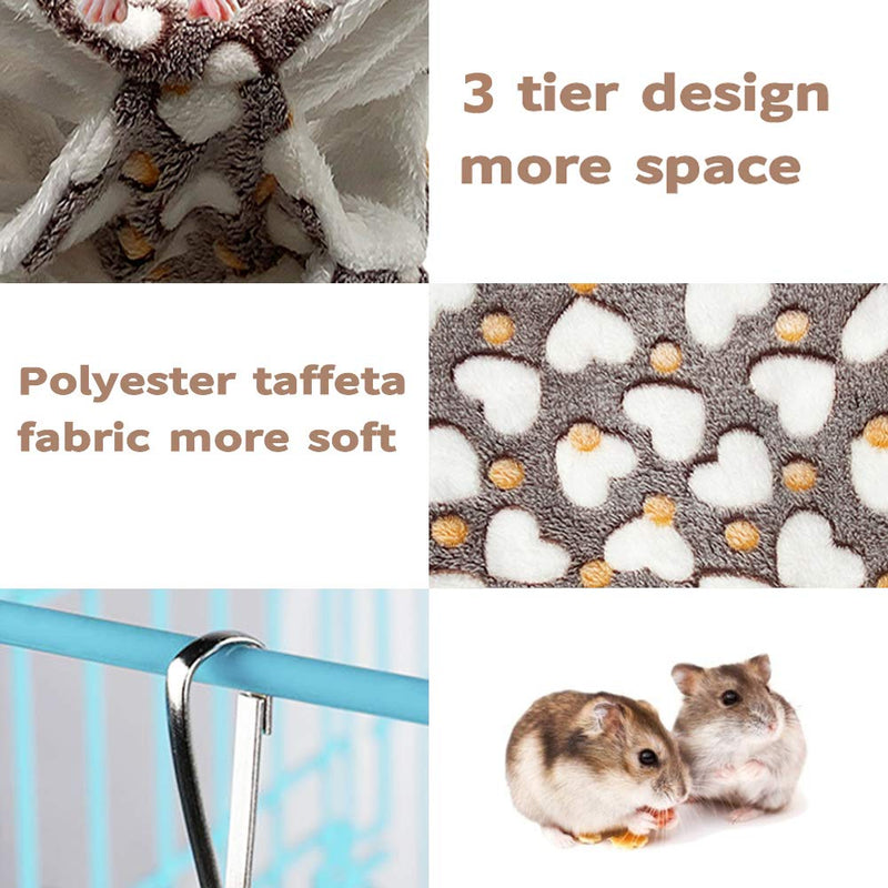 3 Tier Guinea Small Pig Hamster Hanging Hammock and Warm Bed,Animals Pet Cage Hammock Accessories Bedding for Chinchilla Parrot Hamster Rat Playing Sleeping (Coffee) Coffee - PawsPlanet Australia