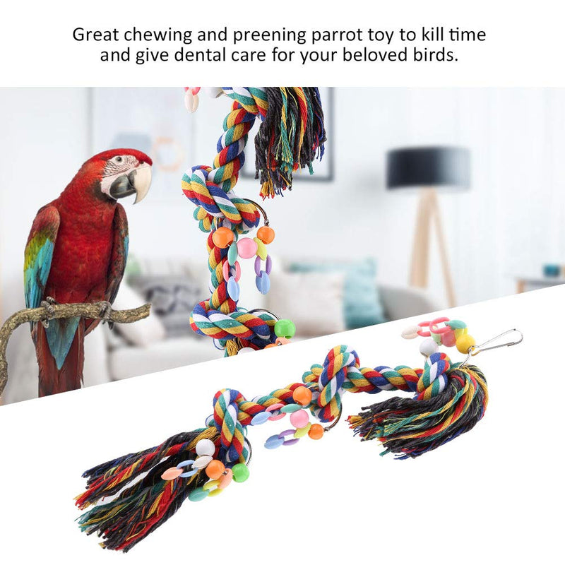 Bird Chewing Toys, Pet Parrot Knots Block Ornamental Rope Colorful Beak Care Tools with Hanger Multicolored Yarn Rope Playthings - PawsPlanet Australia