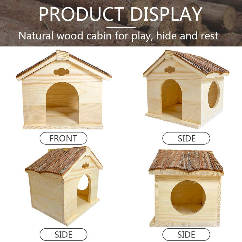 Hamiledyi Hamster Wooden House, Natural Handcrafted Small Animal Hideout Hut Chew Cage Toy for Guinea Pig Chinchilla Rat Mouse Gerbil Hedgehog - PawsPlanet Australia