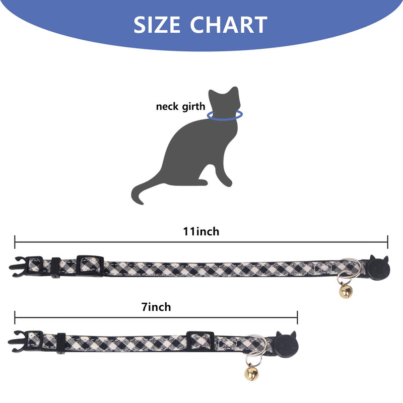 [Australia] - 5 Pack Breakaway Cat Collar with Bell, Classic Plaid Pattern Collars for Kitten Kitty, Safety Collar Adjustable from 7-11 inch 