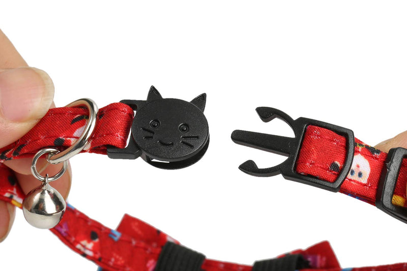 [Australia] - Pawskido Christmas Cat Collar Bowtie, 2 Pack Bow Tie Breakaway Kitten Collar with Bell 