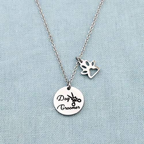 Pet Groomer Gift Dog Groomer Necklace Vet Tech Jewelry Paw Print Charm Necklace Gift for Animals Lover - PawsPlanet Australia