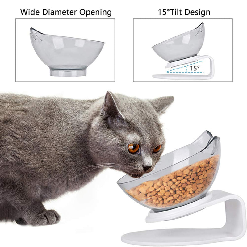 EUNEWR 15° Tilted Cat Food Bowl,Detachable Dish Bowl Raised Stand Transparent Cat Bowls, Raised Cat Bowl for Pet Food and Water Feeder - PawsPlanet Australia